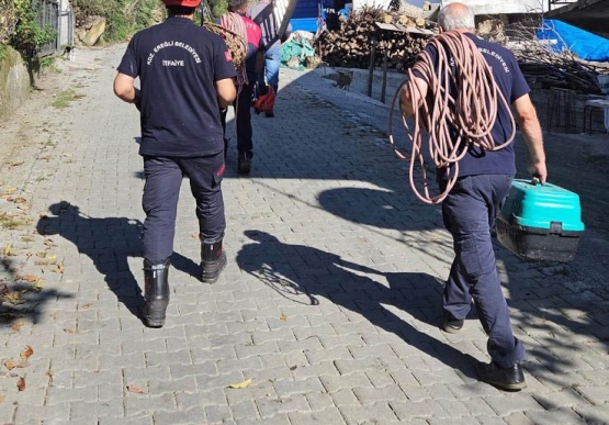 İtfaiye, Su Kuyusuna Düşen Kediyi Kurtardı