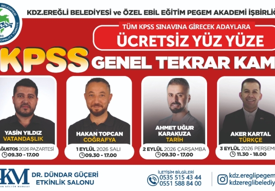 Kdz. Ereğli Belediyesi’nden Kpss Adaylarına Ücretsiz Genel Tekrar Kampı